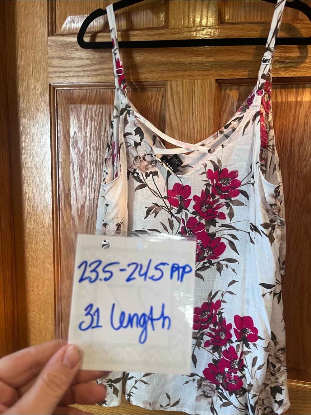 NWT Torrid 1(1X) Ivory Floral Double Layer Cami Adjustable spaghetti Straps - Picture 7 of 7